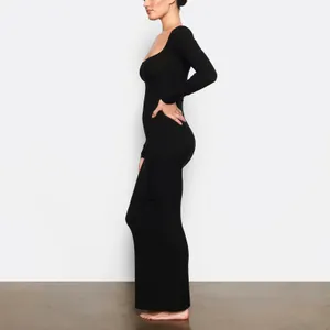 SKIMS Soft Lounge Long Sleeve Maxi Dress Black Size M thumbnail 9
