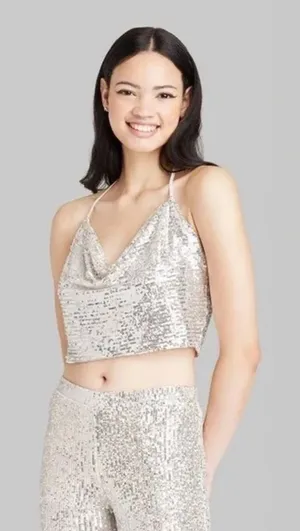 Wild Fable Sequins Halter Top thumbnail 1