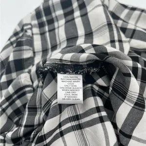 LOFT ANN TAYLOR Top Peplum Plaid Blouson Henley B&W Business Casual Size Small thumbnail 10