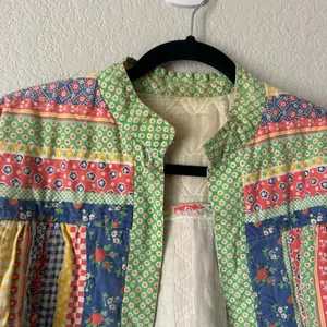 Handmade Quilted Patchwork Open Front 3/4 Sleeve Jacket thumbnail 3