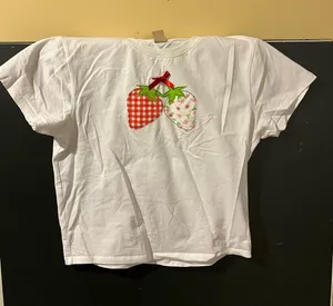 Girls White Tee with Strawberry Size XL thumbnail 1
