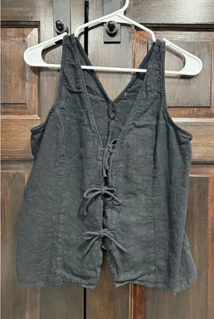 A New Day Linen tie v-neck tank thumbnail 2