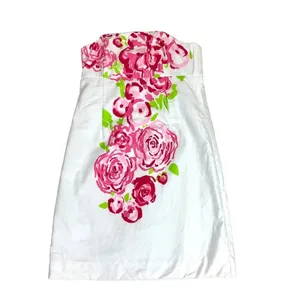Lilly Pulitzer | Size 0 | Bowen White Pink Floral Trellis Print Strapless Dress thumbnail 6