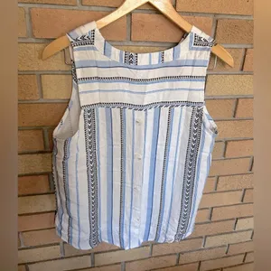 Mine White & Blue Striped Tank Sleeveless Top Blouse Women’s Size Small thumbnail 4