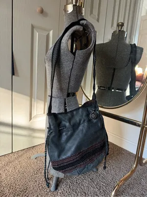 The Sak Black Leather Heritage Drawstring Bucket Bag soft leather bag thumbnail 2