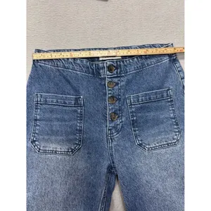 Reformation Jeans Size 29 Inari Blue High Rise Patch Pocket Button Fly Straight thumbnail 10