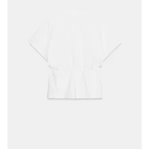 Zara NWT white heavy cotton tee shirt with drawstring waist peplum cinched waist thumbnail 9