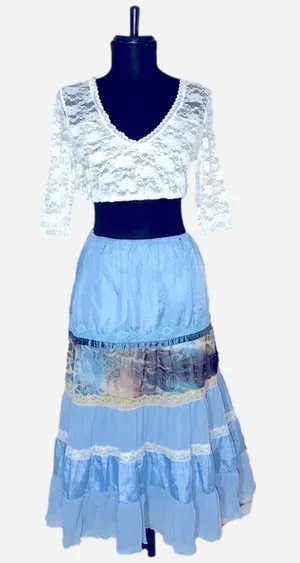 Vintage Peasant Skirt white lace top coquette romantic fairy Ren fair whimsy S thumbnail 1