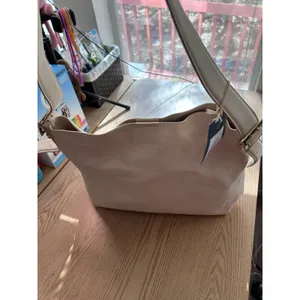 A New Day New Womens Universal Thread Faux Leather Look Handbag Purse Cream 15”x16” w/flaw thumbnail 6