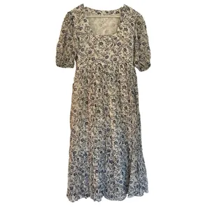 Garrie B blue floral square neck puff sleeve midi dress size M thumbnail 2
