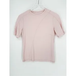 Lululemon‎ Asymmetrical Ribbed Cotton Short Sleeve Tee Women's 6 Blush Pink thumbnail 2