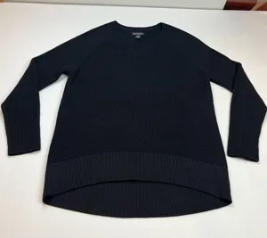 Athleta Women Black Hanover Merino Wool Blend V-Neck Sweater Top Athletic SZ XS‎ thumbnail 1