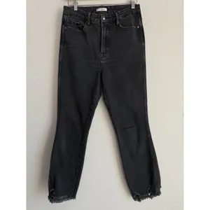 Good American Women's 10/30 Good‎ Curve Straight Leg Jeans Black GCS126T Raw Hem thumbnail 4