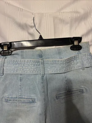 a new day Light Wash Paperbag Waist Denim Pants with Tie thumbnail 4