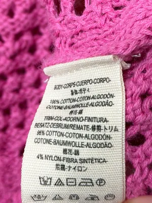 Free People Pink Crochet Knit Sweater Size Large Boho Fall Valentines Day thumbnail 9