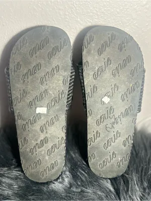 Aerie Straw Sandal Black Braided Strap Slide Sandals Size 7 thumbnail 10