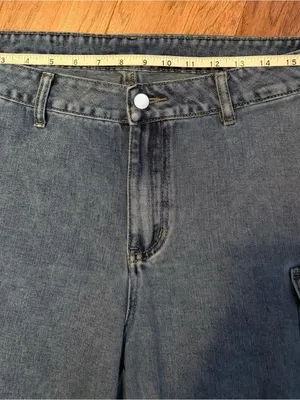 SHEIN Women's Bootcut Cargo Jeans in Faded Blue thumbnail 2