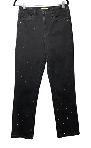 INTEMPO Black Studded‎ Jeans Size 8 Stretch Denim Straight Leg thumbnail 1