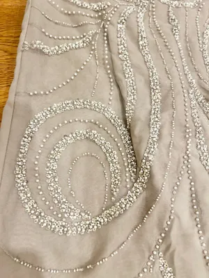 Wedding Dress Taupe/Silver& pearl Beaded Formal Gown Dress size 12 thumbnail 10