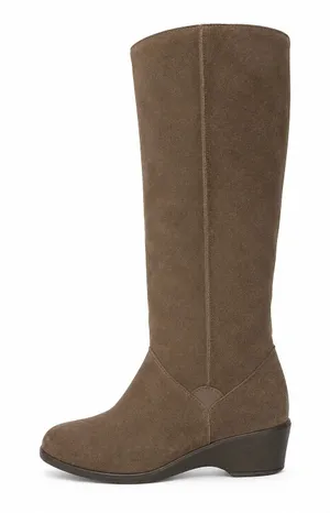 Vtg Brooks Brothers Size 7 Boots Shearling Lined Brown Suede Riding Women's 6075 thumbnail 1
