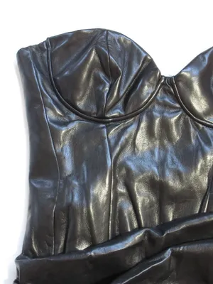 NWT House Of CB Juliana Strapless Vegan Faux Leather Dress in Black L Plus Cup thumbnail 8