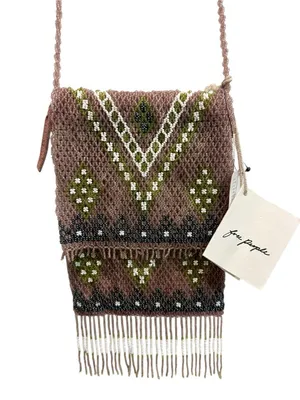 NWT Free People Bella Beaded Fringe Bag‎ Pixie Dust Festival Boho Crossbody thumbnail 1