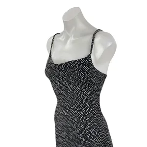 Zara Black Polka Dots Sleeveless Strappy Cowl Neck Cami Slip Maxi Dress Size S thumbnail 2