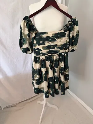 Abercrombie & Fitch Cream Mini Dress with Green Floral Print thumbnail 4