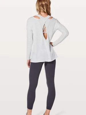 Lululemon Back Into It Long Sleeve in 3 Color Space Dye Ice Grey Alpine White thumbnail 2