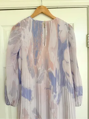 Aritzia Wilfred Daydreamer Pastel Flowy Mini Dress Long Sleeve Size S Lavender thumbnail 6