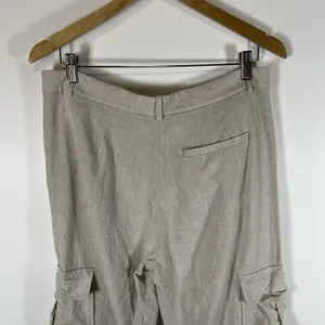 Massimo Dutti Linen Blend Tan Cargo Leg Sz 10 Pants‎ High Waist Resort Vacation thumbnail 6