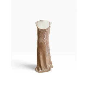Bardot Maxi Dress Women's XL Nude Shimmering Ramira Sequin Spaghetti Straps thumbnail 2