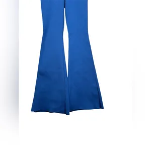 MNG Mango Blue‎ Flare Leg Pants Women’s Small High Rise Knit Bell Bottom Stretch thumbnail 4