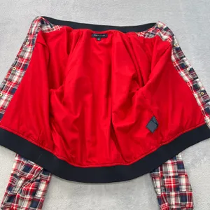 Tommy Hilfiger Patchwork Plaid Varsity Jacket Red White Blue‎ Cotton Blend Large thumbnail 5