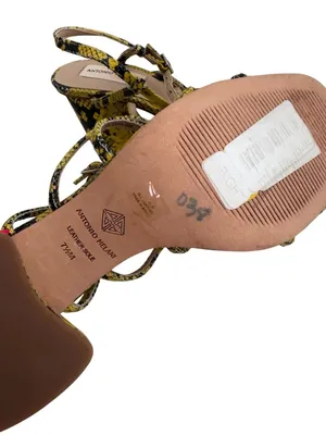 ANTONIO MELANI Yellow Snake Print Sandals Heels Size 7.5 NEW NWOB thumbnail 4