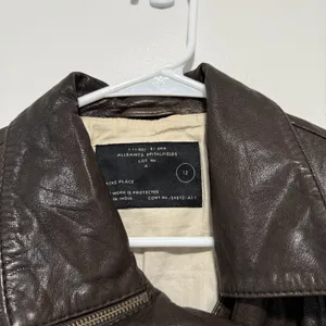 AllSaints Brown Leather‎ Lana Moto Biker Jacket Size 12 thumbnail 6