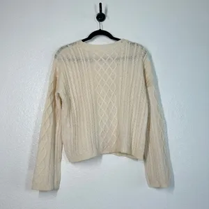 Fishermen Sweater S Cable Knit 1oo% Cashmere Cream Capsule Pullover Reformation thumbnail 6