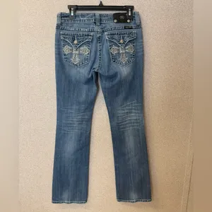 Miss Me Women Size‎ 30 Boot Cut distressed Blue Denim Jeans Western thumbnail 6