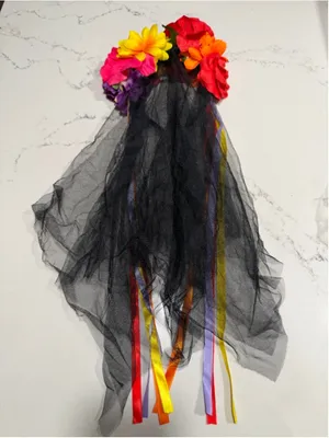 NEW Day of The Dead Flower Headband dia de los muertos costume Halloween thumbnail 3