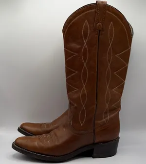 VTG. ACME Avoniti Hypalon Oil Resistant‎ Brown Leather Cowboy Boots SZ 7.5 thumbnail 1