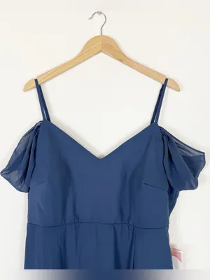 Birdy Grey Devin Convertible Dress Chiffon Women’s Plus Slate Blue Bridesmaid thumbnail 8