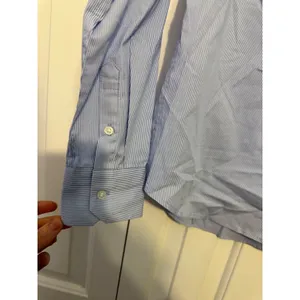 H&M Button Down Shirt Pinstripe Blue‎ Hidden Placket Size 6 Dark Academia Office thumbnail 3