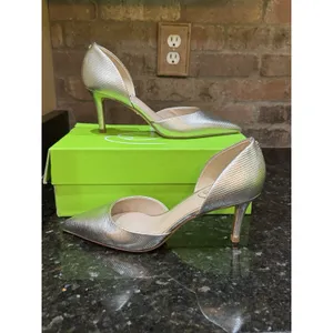 Sam Edelman Z56103 Viv Platinum Metal Leather d'Orsay Pointed Toe Pump Size 7 thumbnail 4