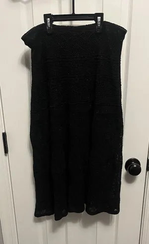 Polo Ralph Lauren Cotton Black Gilter Skirt Elastic Waist Size Large. Night Out thumbnail 1