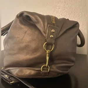 Coach Ashley Convertible Pewter Metallic Leather Satchel | Shoulder Bag thumbnail 6