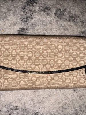 Coach Signature Flap Wallet with Black Trim and Gold Plaque thumbnail 2
