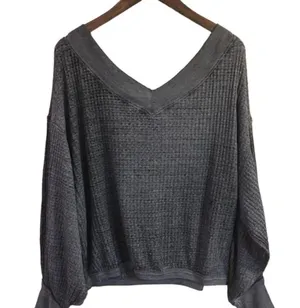 We The Free Free People South‎ Side V Neck gray Thermal Top size M thumbnail 2