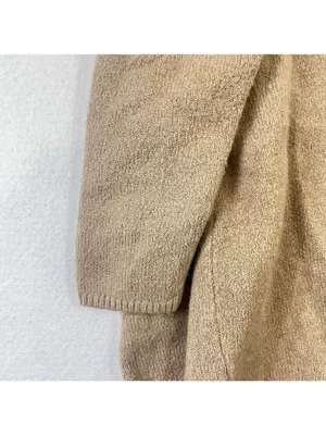 Chico's Open Front Faux-Pearl Cardigan Sweater Size 1 Medium Wool Blend Brown thumbnail 5