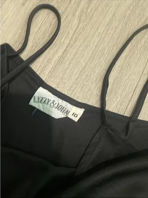 Simple Black Slip Dress with Spaghetti Straps Size M thumbnail 2