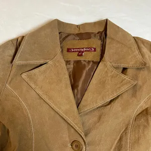 Vintage Jennyfer J 100% Leather Suede Trench Coat Size S Hippie Y2K 70s 80s Boho thumbnail 4